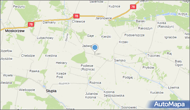 mapa Pod Lasem, Pod Lasem gmina Słupia na mapie Targeo